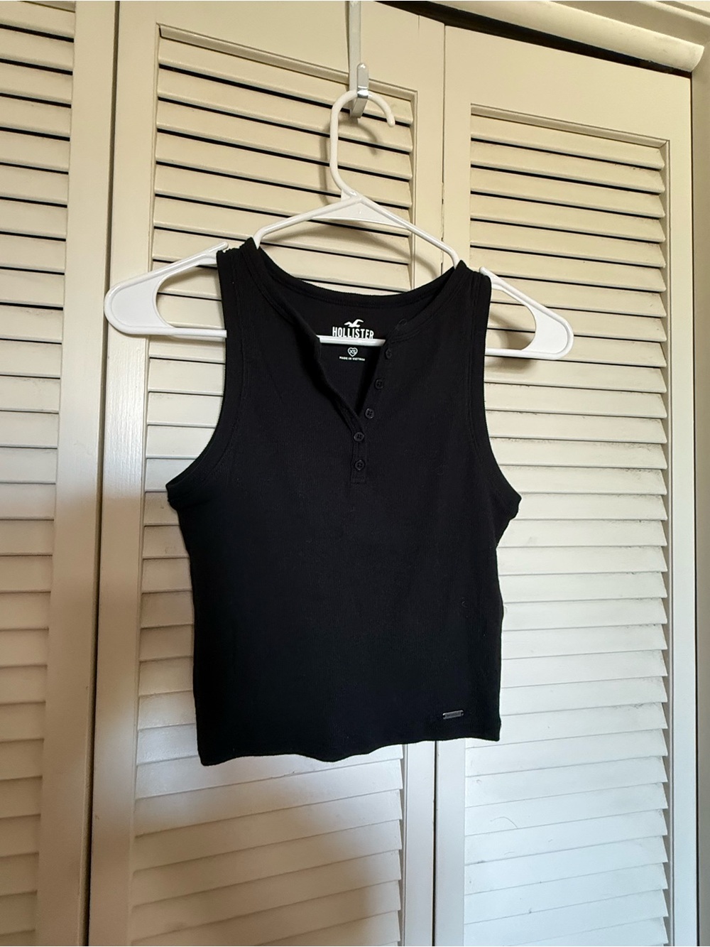 Hollister Black Ribbed Henley Tank Top
